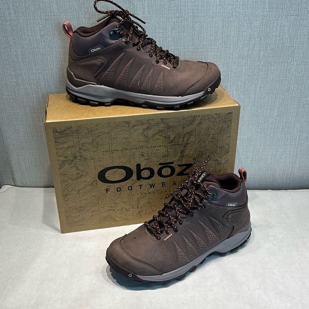 Oboz Womens Sypes Mid Leather B-Dry Waterproof Hiking Boots Sz 7.5 Peppercorn 77